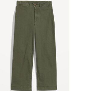 High-Waisted Crop Chino Wide-Leg Pants